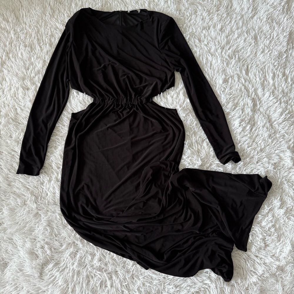 Ramy Brook Black Long Sleeve Maxi Dress with Cut Outs Size L - Picture 7 of 10